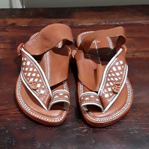 Brown and White Shamak Sandals